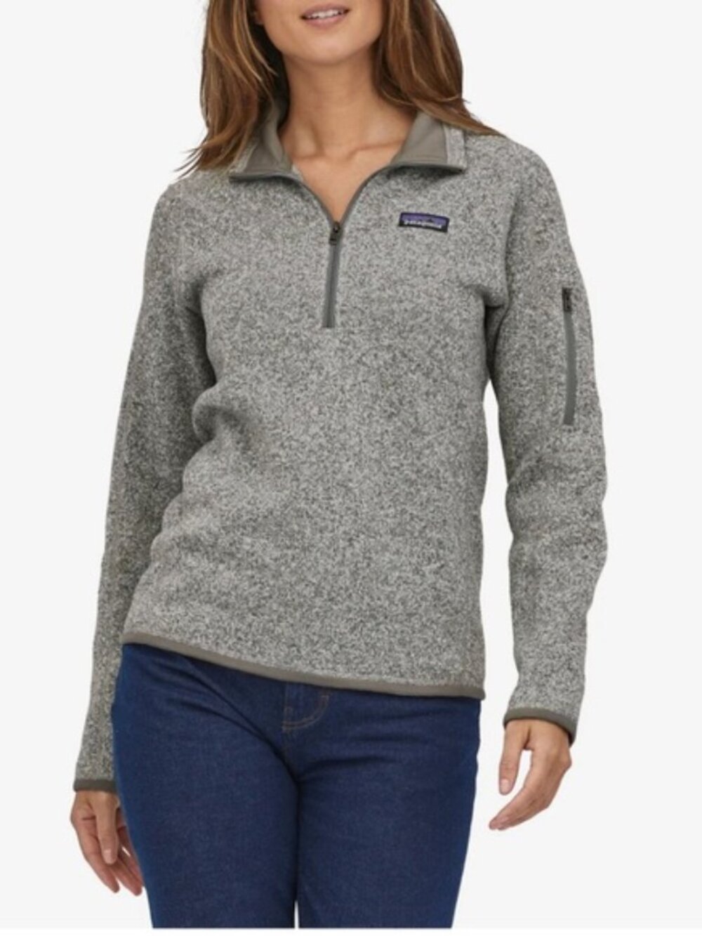 Patagonia Women's Better Sweater 1/4 Zip Fleece Pullover Birch White Sz Small